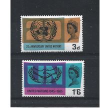 GB.20th Anniv UNO and International Co-operation Year set of 2.Mntd Mint.Jul25b