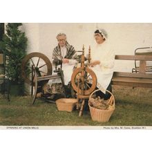 OAPs Sewing Spinning Crafts at Isle Of Man Union Mills Postcard