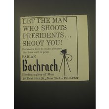 1959 Bachrach Photography Ad - Let the man who shoots presidents shoot you!