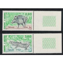 Andorra Fr. Boar Lizard Newt Nature Protection 2v Coin margins 1989 MNH