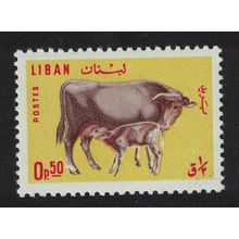 Lebanon Cow and calf Farm Animals 1965 MNH SG#884