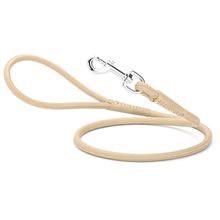 Dog Pet Round Leather Leash W3/8" - L48", Beige