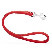 Soft Dog Pet Round Leather Traffic Lead W 1/2" - L 22", Red