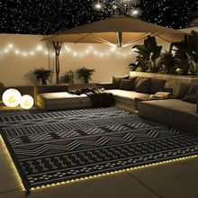 Outdoor Rug Carpet Waterproof 8X10 Ft with LED Strip Lights-Patio Rug Mat Indoor
