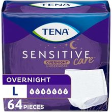 TENA Sensitive Care Overnight Incontinence Underwear for Women, Large, 64 Count