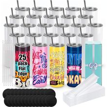 Joyclub 25 Pack Sublimation Tumblers 20 Oz Bulk Blank Tumblers Skinny Straight F