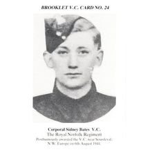 Corporal Sidney Bates Royal Norfolk Regiment Sourdeval WW2 Victoria Cross Postca