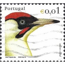 PORTUGAL, BIRD, European Green Woodpecker, Picus viridis, white 2003, 0.01