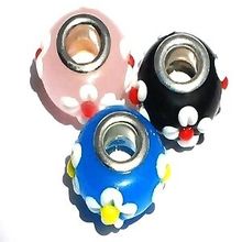 Lampwork European Troll Beads 5mm Hole Silver Plated Core