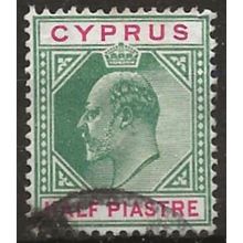 CYprus 1904 SG62 1/2 Pi Green & Carmine Fine Used . .