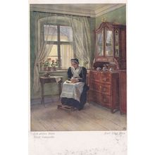 Karl Zewy Ein stilles Heim Donna in Lettura Intern Painting Postcard