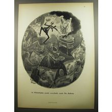 1952 Philadelphia Bulletin Newspaper Ad - Cartoon by Richard Decker - Cookout