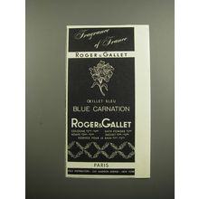 1955 Roger & Gallet Oeillet Bleu Blue Carnation Perfume Ad - Fragrance of France