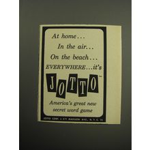 1957 Jotto Game Ad - At home.. in the air.. on the beach.. everywhere..