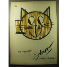 1960 Hanes Stockings Advertisement - art by Vladimir Bobri - Cat