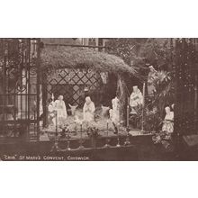 Nativity Christmas Crib St Marys Convent Chiswick London Old Postcard