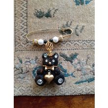 handmade decorated bear brooch