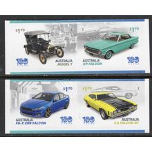 FORD, 100 YEARS IN AUSTRALIA, SET OF 4 MINT NEVER HINGED SELF-ADHESIVE STAMPS.