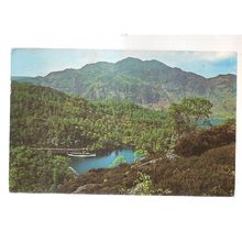 Loch Katrine and BEN VENUE, Trossachs used postcard 1969 boat, ship =