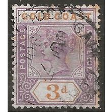 Gold Coast 1898 SG29 3d Dull Mauve & Orange Wmk Crown CA Good/Fine Used. .