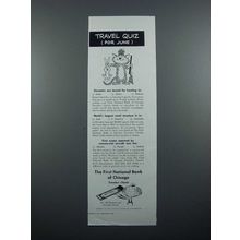 1957 First National Bank of Chicago Ad - Travelers Checks