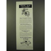 1957 First National Bank of Chicago Travelers Checks Ad