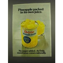 1974 Dole Pineapple Chunks Ad - Packed in Own Juice