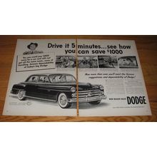 1950 Dodge Cars Ad - Drive it 5 minutes.. See how you can save $1000