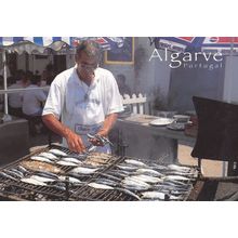 Algarve Portugal Cooking Fish Sardine Market Trader Postcard