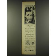 1956 Elizabeth Arden Ardena Invisible Veil Ad - visible beauty invisibly