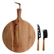 Gibson Elite 3 Piece Acacia Wood Charcuterie Serving Board and Cheese Knife S...