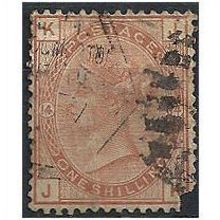 1881 SG163 1/- Orange-Brown Plate 14 Good Used Filler Poor Corner "JK".. .