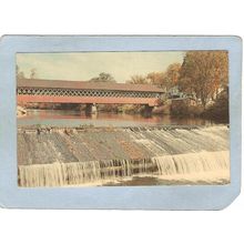 NH West Swanzey Covered Bridge Postcard Thompson Bridge Over Asheulot Rive~455