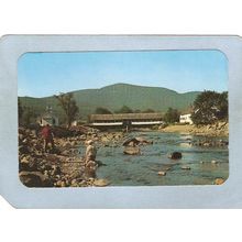 NH Stock Covered Bridge Postcard Bridge & Church Rounded Corners World Gui~444