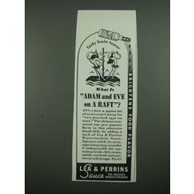 1938 Lea & Perrins Worcestershire Sauce Ad - Adam and Eve on a Raft