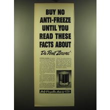 1938 Du Pont Zerone Anti-Freeze Ad - Buy no anti-freeze until you read these