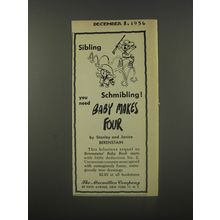 1956 The Macmillan Company Book Ad - Baby Makes Four by Berenstains
