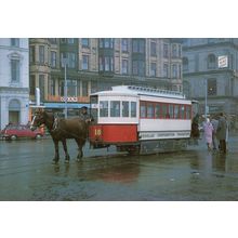 Victorian Built Tram at Rainy Douglas Promenade Isle Of Man in 1969 Postcard