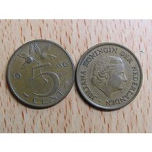 Netherlands 1966 5 Cents Coin