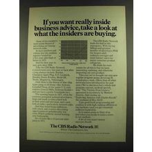 1972 The CBS Radio Network Ad - Inside Advice