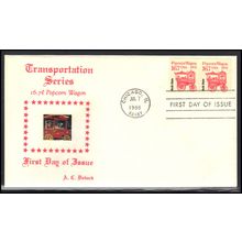 FDC A.C. Doback 2261 16.7c Popcorn Wagan Pair (Cachet-U/A) Box0572
