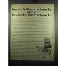 1972 Vantage Cigarettes Ad - Instead of telling us not to smoke