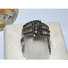 Chocolate Brown &White .95ctw Diamond Cross Over 5 Row Sterling Silver ring19985
