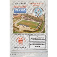 1994 programme Dorchester Town v. AFC Lymington, FA Cup 1st Qualifying Round