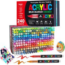 JRQ 240 Colors Acrylic Paint Markers, Brush Tip Acrylic Paint Pens for Wood Rock