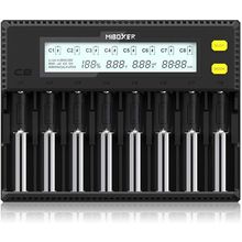 Miboxer 18650 Battery Charger, 8-Bay Smart Charger with Automatic LCD Display, F