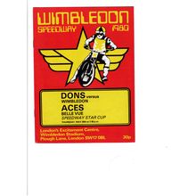 Wimbledon 1980 v Belle Vue speedway programme