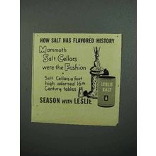 1945 Leslie Salt Ad - Mammoth Salt Cellars
