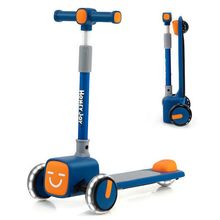 Folding Adjustable Kids Toy Scooter with LED Flashing Wheels Horn 4 Emoji Cov...