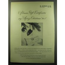 1949 B. Altman & Co. Gift Certificates Ad - Say Merry Christmas too!